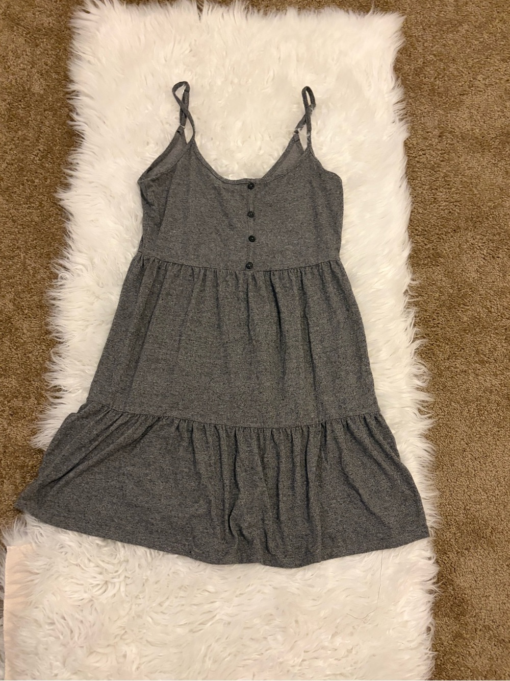 Gray Tiered Button-Front Mini Dress